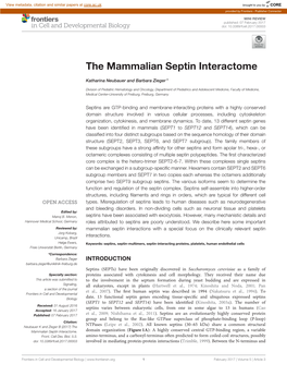 The Mammalian Septin Interactome