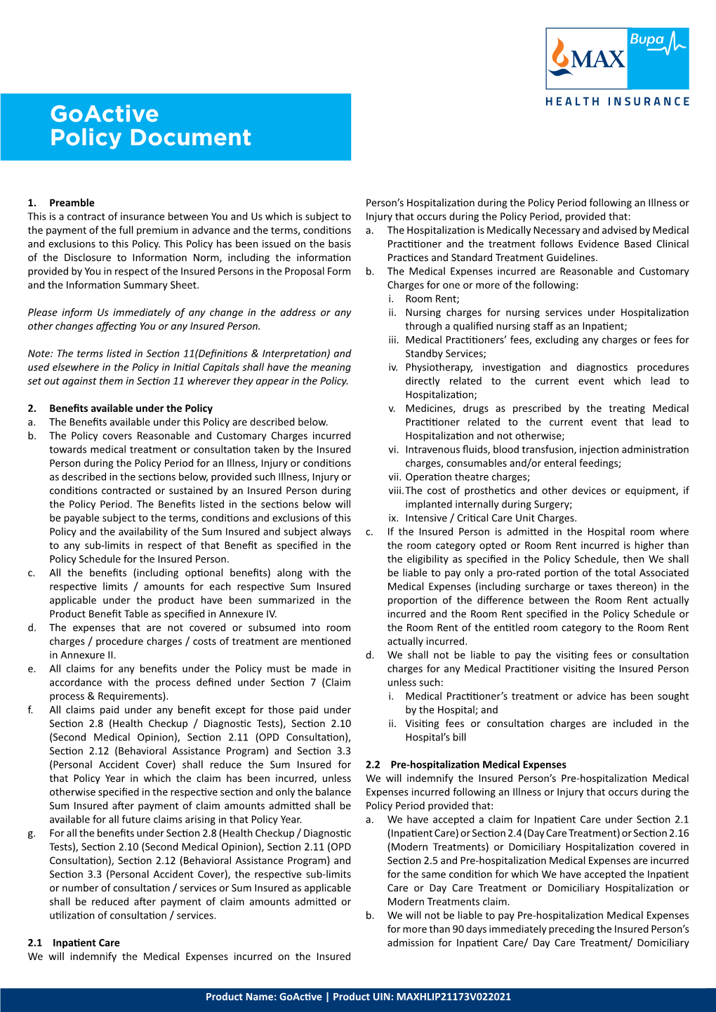 Goactive Policy Document