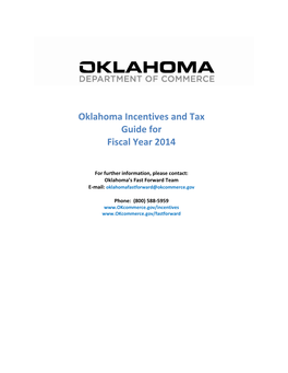 Most Recent Item 2014 Fiscal Year Oklahoma Business Incentive Tax Guide