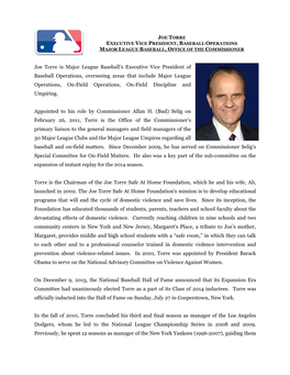 Joe Torre Is Major League Baseball's Executive Vice President Of