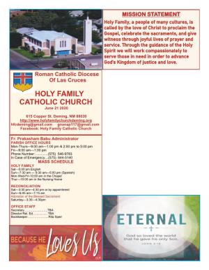 HOLY FAMILY CATHOLIC CHURCH June 21 2020