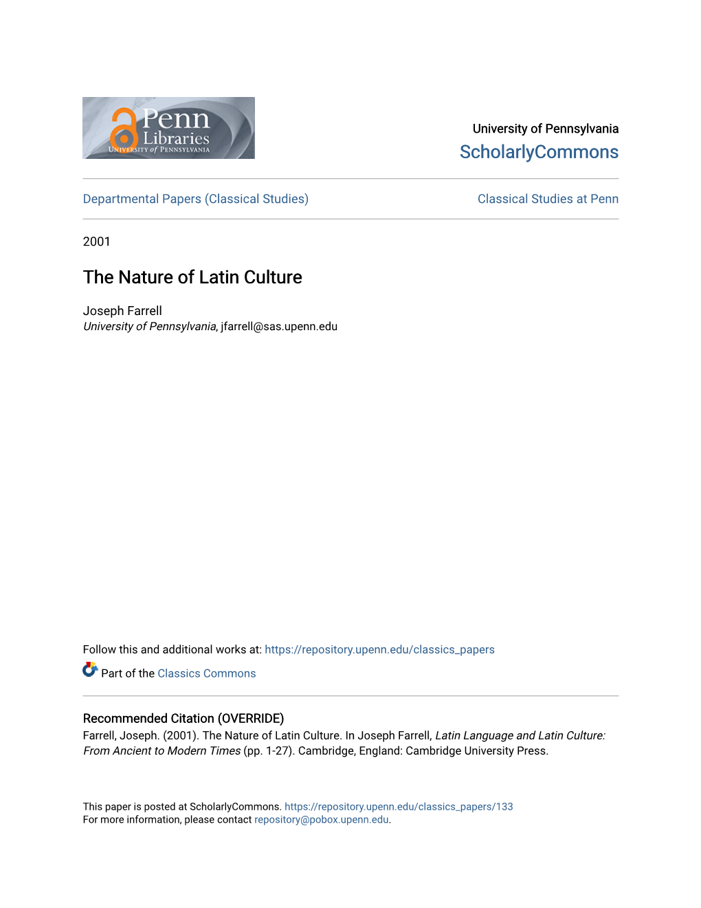 The Nature of Latin Culture