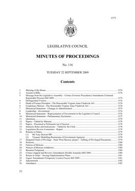 Minutes of Proceedings