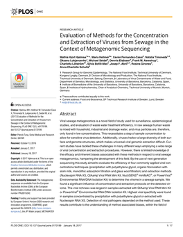 Evaluation of Methods for the Concentration and Extraction of Viruses from Sewage in the Context of Metagenomic Sequencing