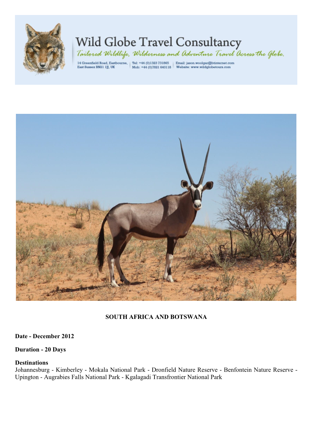 15) South Africa and Botswana – December 2012