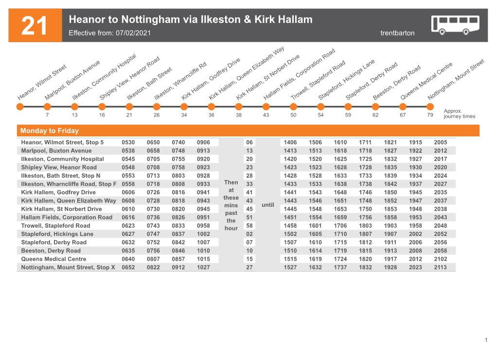 Current Timetable