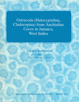 (Halocypridina, Cladocopina) from Anchialine Caves in Jamaica, West Indies