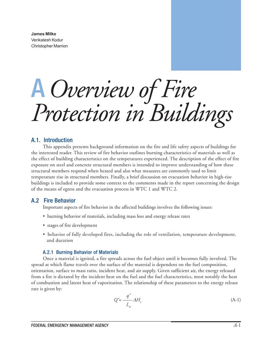 APPENDIX A: Overview of Fire Protection in Buildings