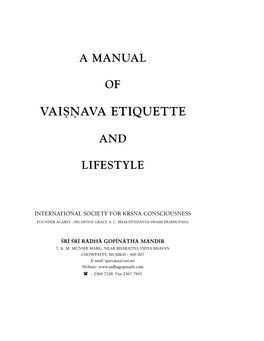 Vaishnava Etiquette Manual.Pdf
