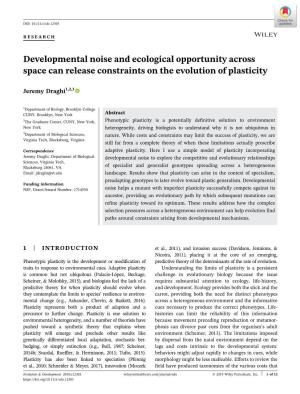 Developmental Noise and Ecological Opportunity Across Space Can Release Constraints on the Evolution of Plasticity