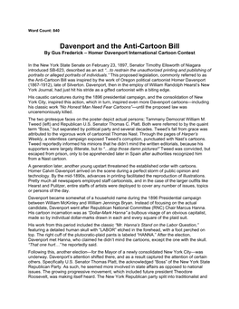 Davenport and the Anti-Cartoon Bill by Gus Frederick – Homer Davenport International Cartoon Contest