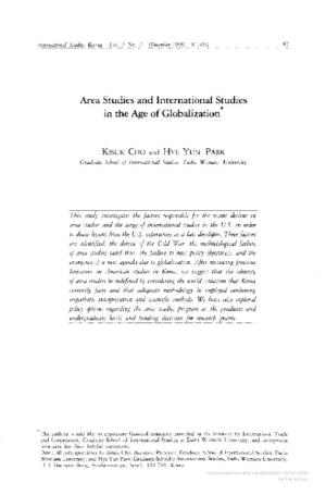 Area Studies and International Studies in the Age of Globalization*