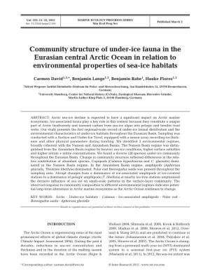 Community Structure of Under-Ice Fauna in the Eurasian Central Arctic Ocean in Relation to Environmental Properties of Sea-Ice Habitats