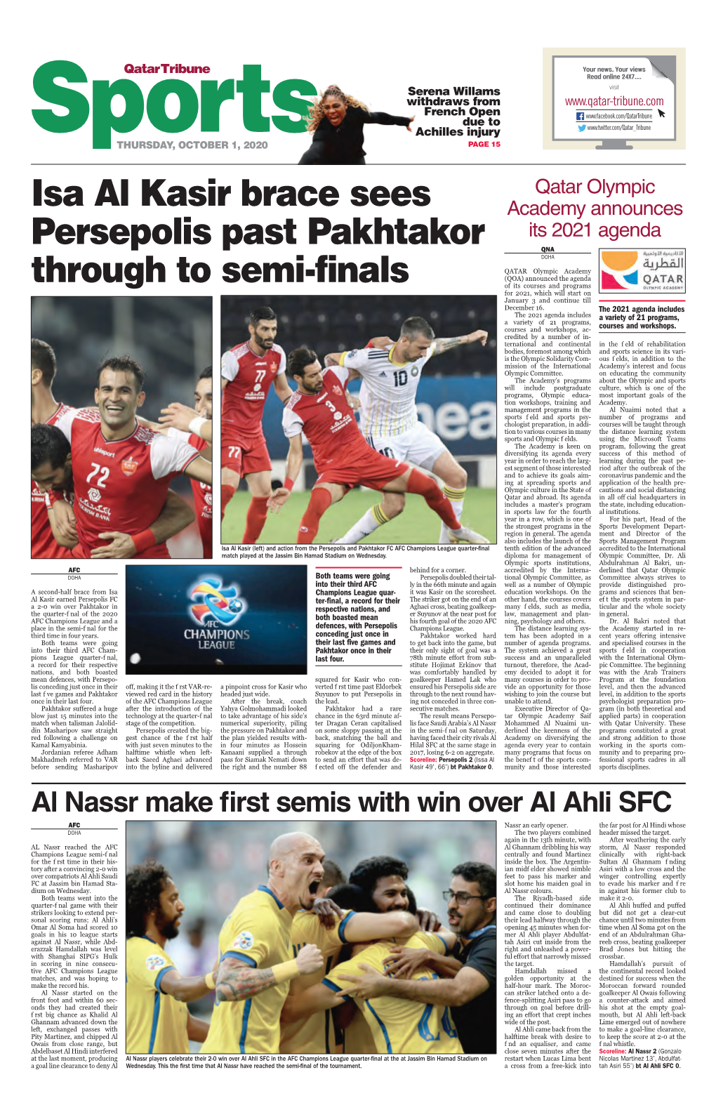 Isa Al Kasir Brace Sees Persepolis Past Pakhtakor Through to Semi-Finals