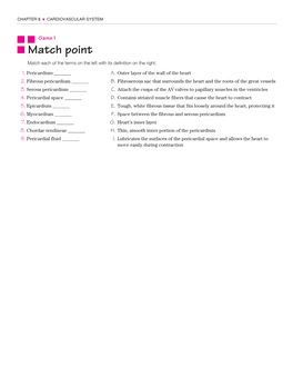 Match Point Match Each of the Terms on the Left with Its Definition on the Right