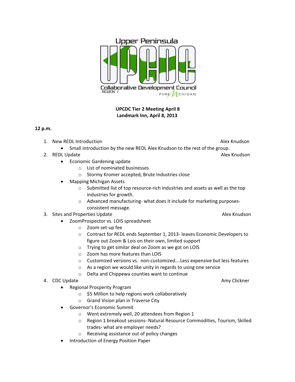 UPCDC Tier 2 Meeting April 8