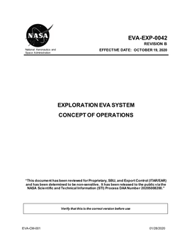 EVA-EXP-0042 REVISION B National Aeronautics and EFFECTIVE D at E: OCTOBER 19, 2020 Space Administration