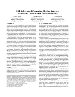 SAT Solvers and Computer Algebra Systems