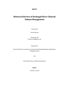 Historical Review of Nushagak River Chinook Salmon Management