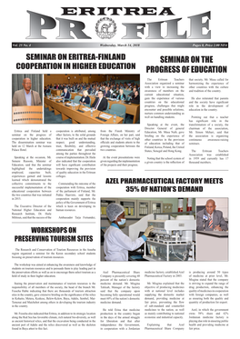 Eritrea Profile,Wednesday, March 14, 2018 Vol 25