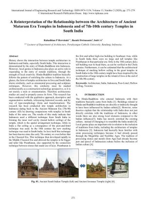 A Reinterpretation of the Relationship Between the Architecture of Ancient Mataram Era Temples in Indonesia and of 7Th-10Th Century Temples in South India