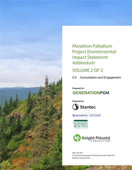 Marathon Palladium Project Environmental Impact Statement Addendum VOLUME 2 of 2