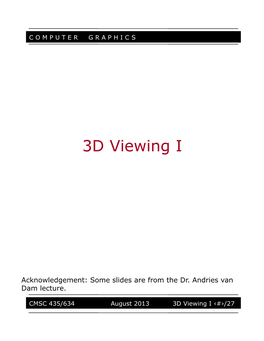 3D Viewing I