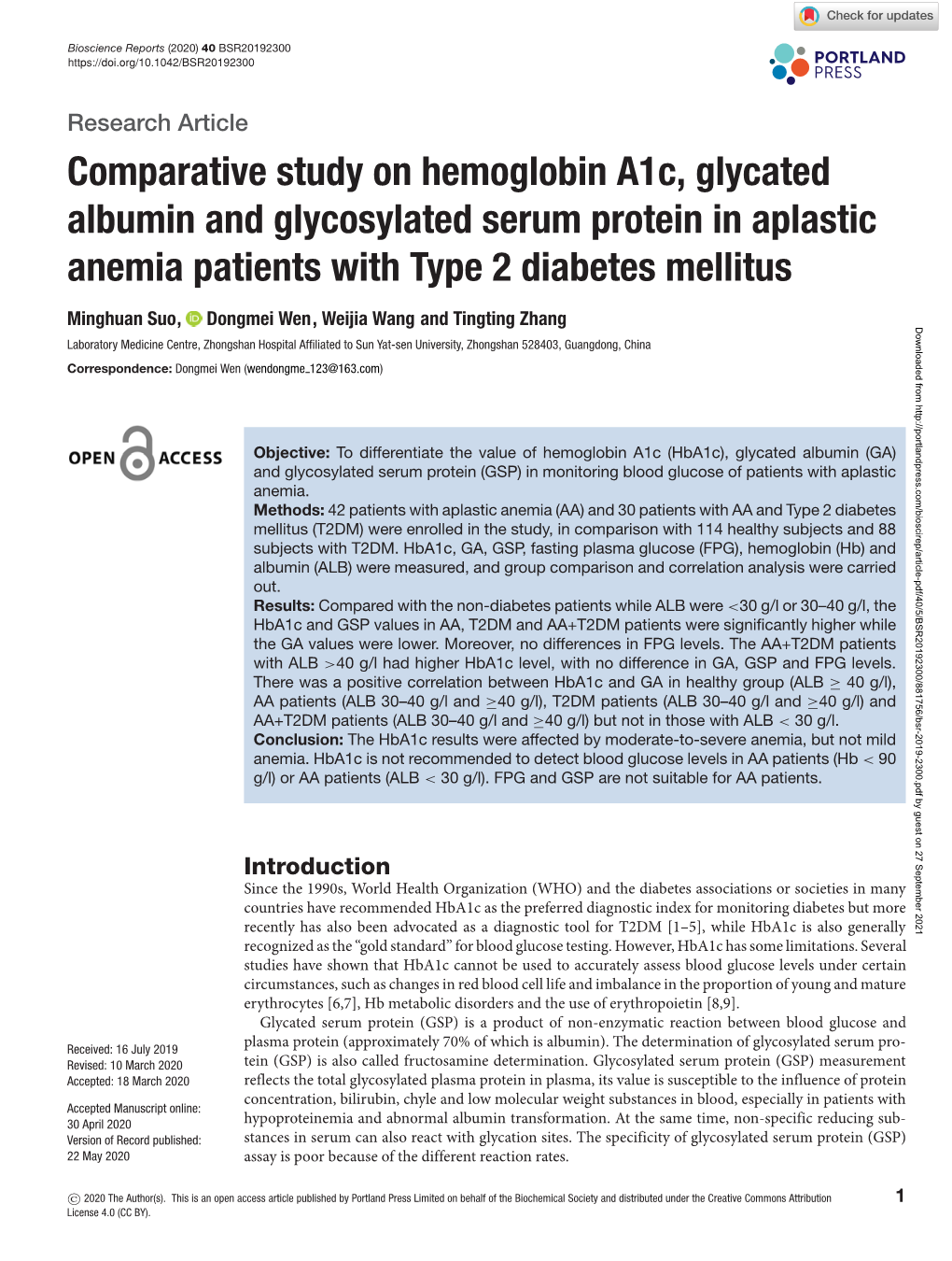 Comparative Study on Hemoglobin A1c, Glycated Albumin and Glycosylated Serum Protein in Aplastic Anemia Patients with Type 2 Diabetes Mellitus