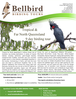 Tropical & Far North Queensland 9 Day Birding Tour