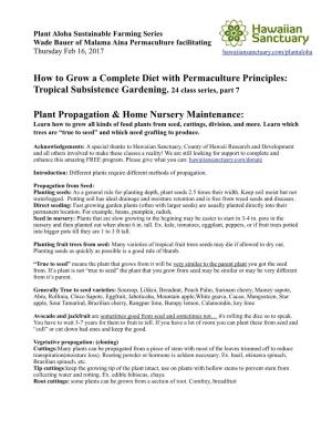 How to Grow a Complete Diet with Permaculture Principles: Tropical Subsistence Gardening