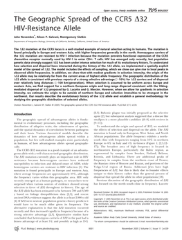 The Geographic Spread of the CCR5 D32 HIV-Resistance Allele