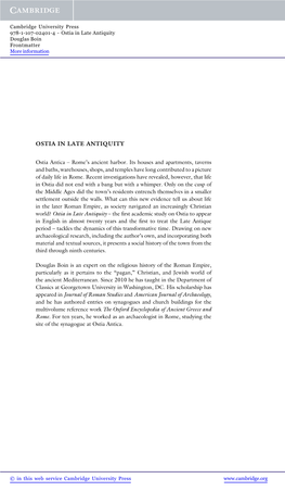 Ostia in Late Antiquity Douglas Boin Frontmatter More Information