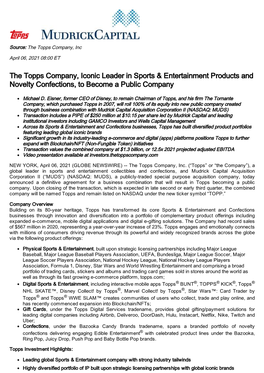 The Topps Company, Iconic Leader in Sports & Entertainment Products