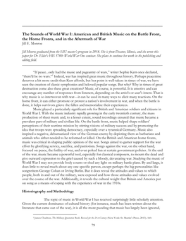 The Sounds of World War I: American and British Music on the Battle Front, the Home Fronts, and in the Aftermath of War Jill E