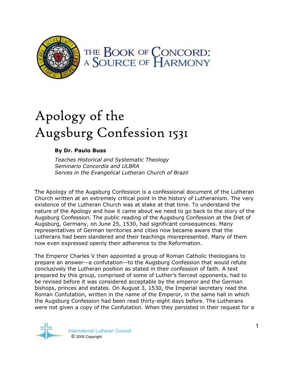 Apology of the Augsburg Confession 1531