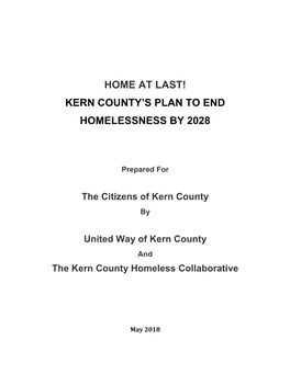 Home at Last! Kern County's Plan to End Homelessness