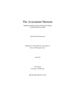 The Avicennian Moment