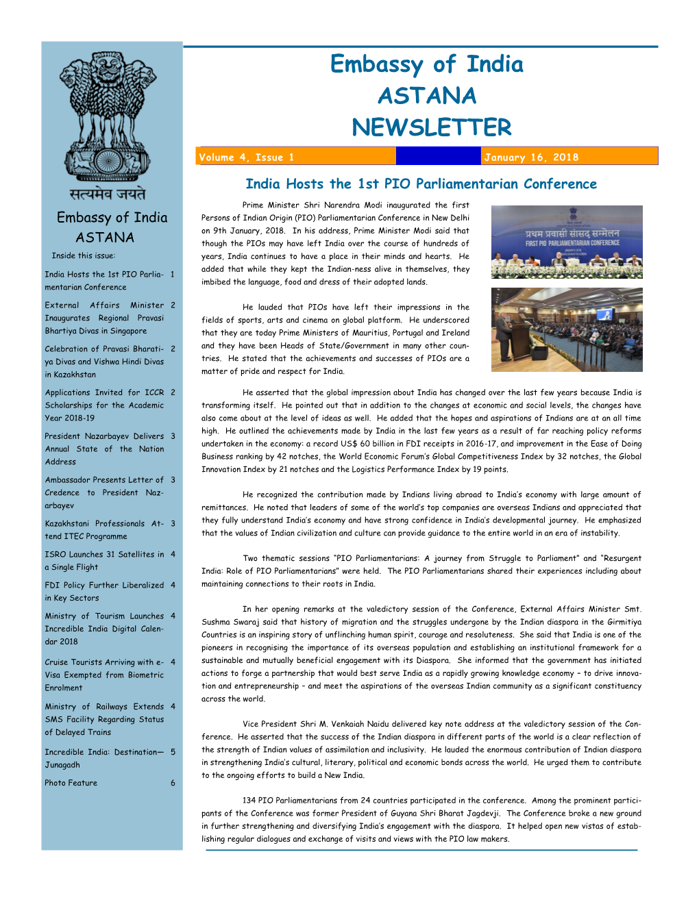 Embassy of India ASTANA NEWSLETTER