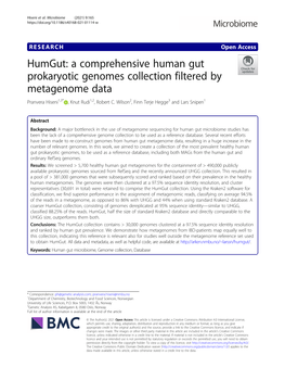 A Comprehensive Human Gut Prokaryotic Genomes Collection Filtered by Metagenome Data Pranvera Hiseni1,3* , Knut Rudi1,2, Robert C