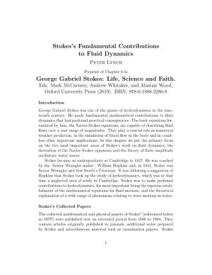 Stokes's Fundamental Contributions to Fluid Dynamics George Gabriel