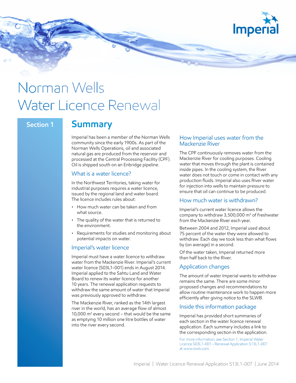 Norman Wells Water Licence Renewal