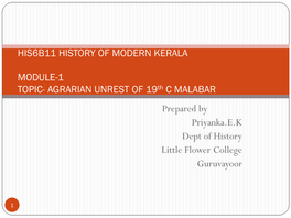 Agrarian Unrest of 19Th Century Malabar