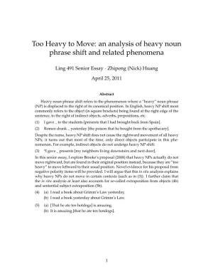 An Analysis of Heavy Noun Phrase Shift and Related Phenomena