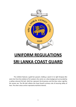 Uniform Regulations Sri Lanka Coast Guard