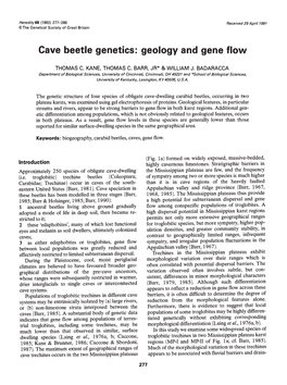 Cave Beetle Genetics: Geology and Gene Flow