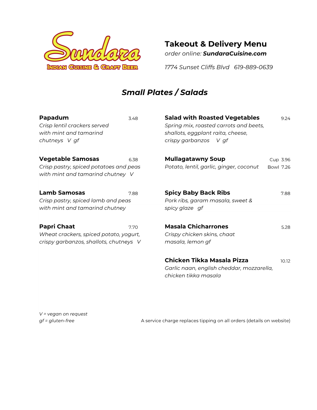 Sundara Menu