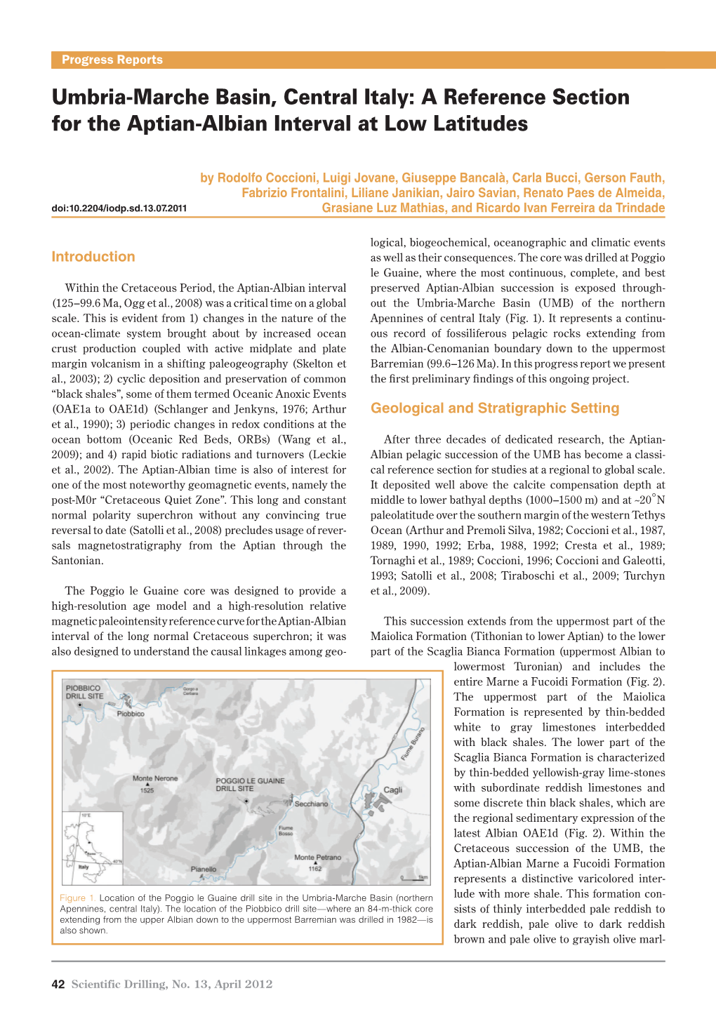 Umbria-Marche Basin, Central Italy: a Reference Section for the Aptian-Albian Interval at Low Latitudes