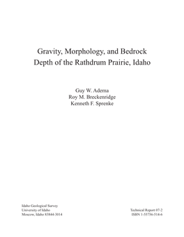 Gravity, Morphology, and Bedrock Depth of the Rathdrum Prairie, Idaho