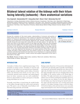 Bilateral Lateral Rotation of the Kidneys with Their Hilum Facing Laterally (Outwards) - Rare Anatomical Variations