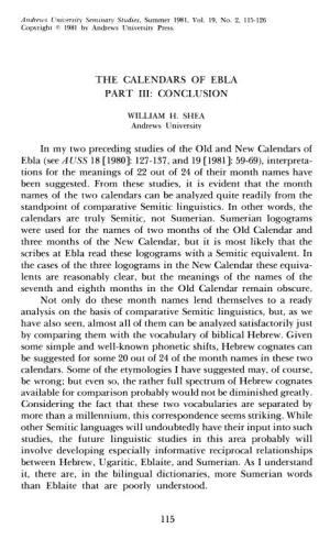 The Calendars of Ebla. Part III. Conclusion